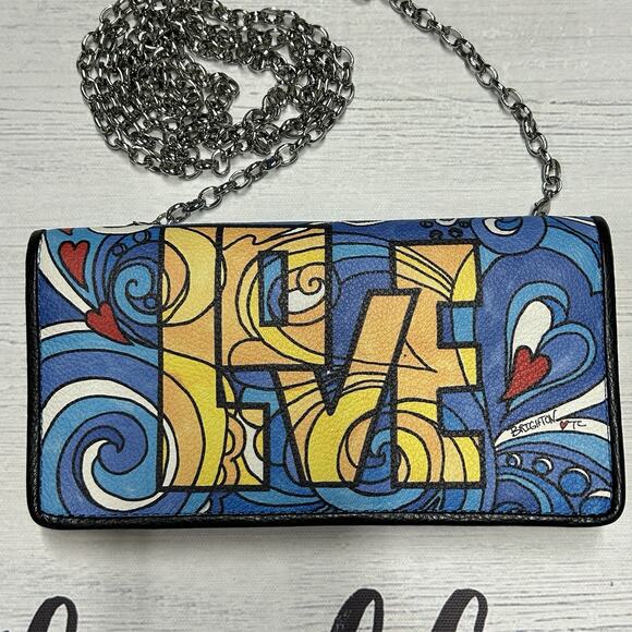 Brighton LOVE GROOVE Crossbody Wallet Bag Multicolor Leather Slim Purse - Picture 2 of 12